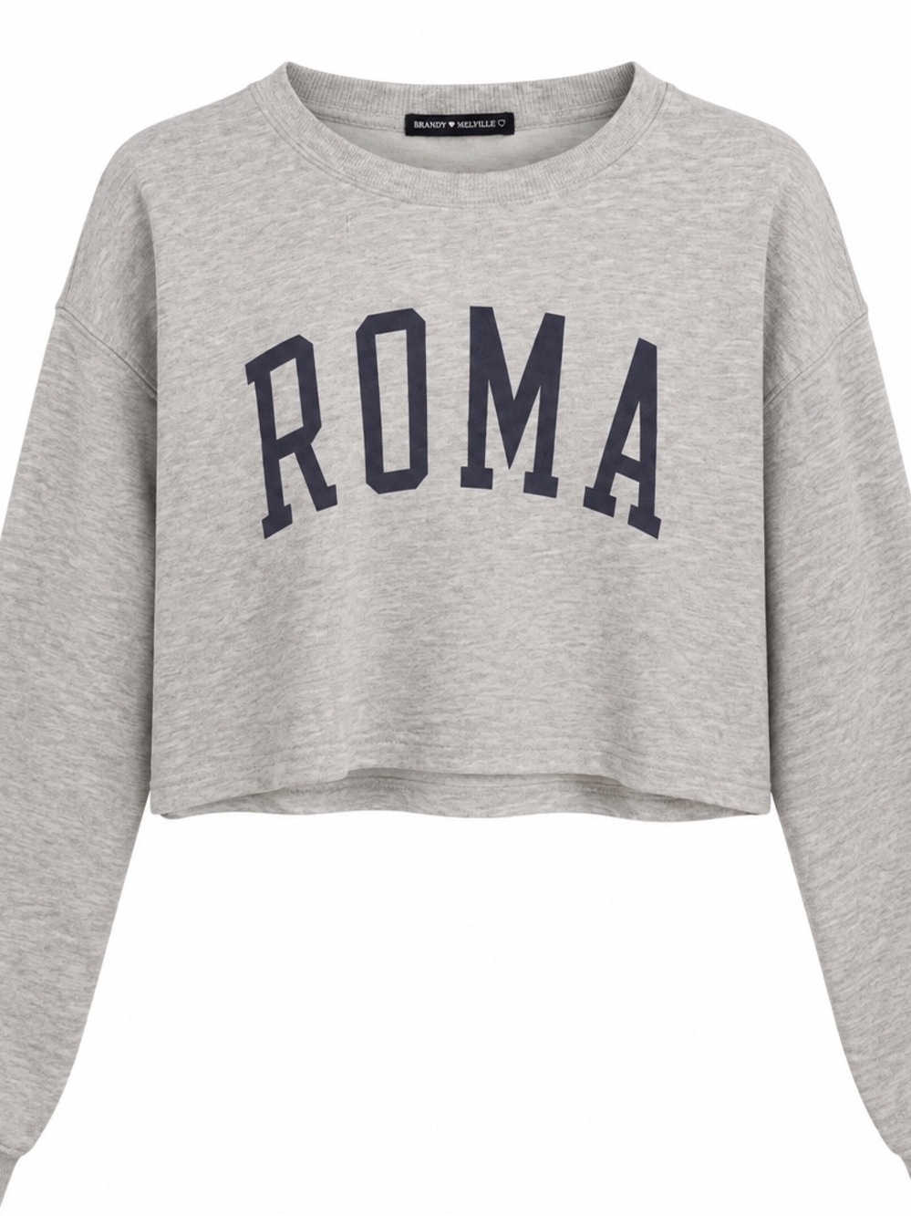 Brandy Melville ROMA Cropped Sweatshirt - Light Gray
